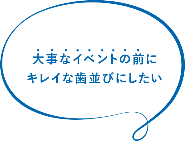 大事なイベントの前にキレイな歯並びにしたい